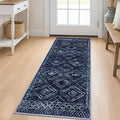 KILOCOCO Boho Kitchen Runner Rug 2x5 Washable Runner Rug, Soft Runners for Hallways Non Slip Printed Distressed Laundry Room Rugs, Low-Pile Rugs for Entryway/Bedroom/Living Room, Dark Blue