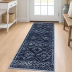 KILOCOCO Boho Kitchen Runner Rug 2x5 Washable Runner Rug, Soft Runners for Hallways Non Slip Printed Distressed Laundry Room Rugs, Low-Pile Rugs for Entryway/Bedroom/Living Room, Dark Blue