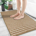 Small Bathroom Rugs,18"x30" Non Slip Brown Braided Bath Mat for Bathroom Floor,Washable Luxury Bath Rug for Tub Soft Boho Absorbent Shower Mat