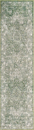 Unique Loom Isabella Collection Area Rug - Adjani (2' 7" x 10' Runner, Green/ Ivory)