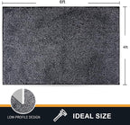 PURRUGS Easy Care Area Rug 4ft x 6ft, Non-Slip Machine Washable Door Mat, Stain Resistant Accent Rug for Entry, Hallway, Bedroom, Living Room and Mudroom, Bluish Grey-Black