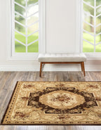 Rugs.com Chateau Collection Rug – 6 Ft Square Brown Medium Rug Perfect for Living Rooms, Kitchens, Entryways