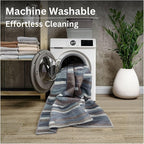 Bloom Rugs Washable Non-Slip 9' x 12' Rug - Blue/Brown Striped Area Rug for Living Room, Bedroom, Dining Room, and Kitchen - Exact Size: 9' x 12'