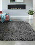 Unique Loom Solid Shag Collection Area Rug (8' Square, Graphite Gray)