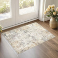 2x3 Entryway Area Rug: Washable Neutral Modern Abstract Small Rug - Non-Slip Low Pile Throw Indoor Carpet for Entrance Kitchen Front Door Mat Bathroom Entry Kids Room - Golden Grey
