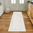 WITSHOCK 2x6 Runner Rugs for Hallways,Vintage Neutral Hallway Rugs for Entryway,Soft Distressed Boho Floral Carpet for Kitchen Bedroom (Camel/Beige,2x6)
