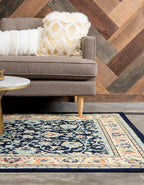 Rugs.com Yasmin Collection Rug – 2' x 3' Navy Blue Medium Rug Perfect for Entryways, Kitchens, Breakfast Nooks, Accent Pieces
