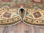 Taupe Brown Special Kazak with All Over Pattern Natural Dyes Organic Wool Hand Knotted Round Oriental Rug (9'x9')