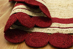 2.6x4 Oval Jute Runner – Handmade Boho Flatweave Kilim Rug, Solid Red Beige, 0.27" Thick, Hand Braided Natural Jute Carpet for Indoor Outdoor Kitchen, Entryway