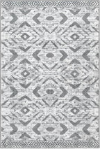 KILOCOCO Boho Entryway Rug 3x5 Area Rug Washable Non Slip Grey Throw Rugs Soft for Kitchen Living Room Dining Bedroom Rugs Geometric Moroccan Carpet
