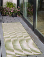 Unique Loom Outdoor Striped Collection Area Rug - Striped (2' 7" x 10' Runner Green/Ivory)