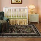 Rugcomf 4x6 Rug for Bedroom Impressionist-Style Vintage Washable Rugs Non Slip Low Pile Small Carpet for Bedside Kids Room Office Dining Room, Black