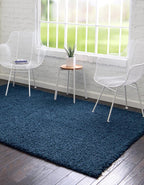 Unique Loom Solid Shag Collection Area Rug (10' x 13' 11" Rectangle, Sapphire Blue/ Navy Blue)