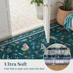 5x8 Insect Print Entryway Rug - Indoor Non-Slip Low Pile Machine Washable Bug Rug for Front Door, Living Room, Bedroom, Kitchen, Nursery, Laundry (5'x8' Teal)