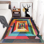 4x5 Colorful Geometry Rugs for Bedroom Decor, Washable Abstract Geometric Pattern Area Rug, Living Room Home Decoration, Non Slip Soft Thin, Abstract Art Decor Carpet PF-P 49