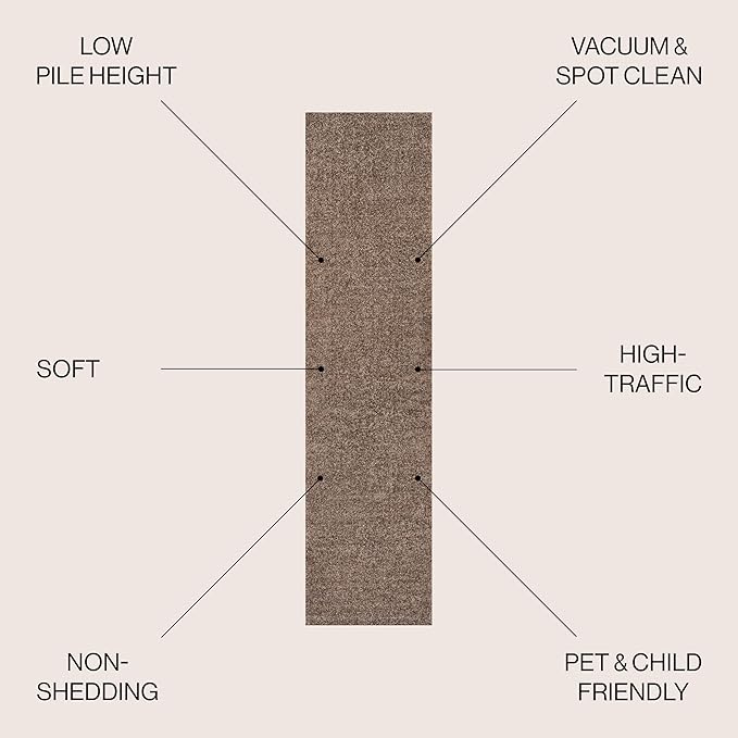JONATHAN Y Haze Solid Low-Pile Brown Runner Rug 2x12, Coastal,Bohemian,Minimalist,Classic, Easy-Cleaning for Living Room,Bedroom,Kitchen,Pet Friendly,Non-Shedding (SEU100J-212)