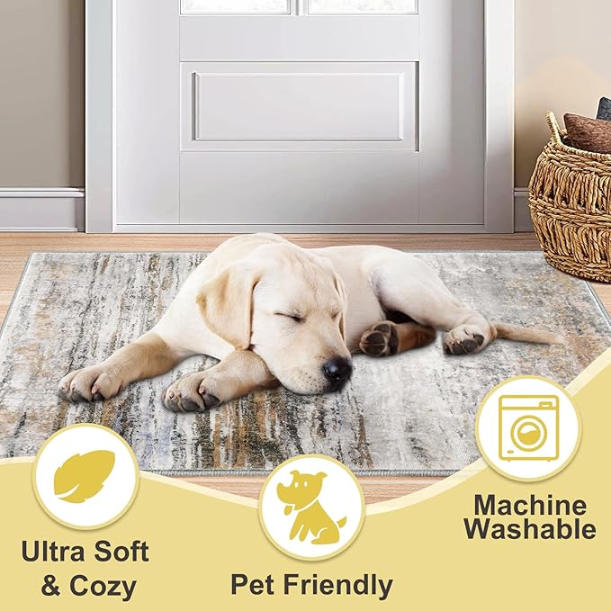 COMSLE Door Mat Soft Absorbent Indoor Front Entryway Rug Machine Washable Entrance Mats for Muddy Paws Non Slip Throw Rugs 24" x 36" Doormat for Inside Foyer Bedroom - Yellow