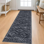 KILOCOCO Boho Kitchen Runner Rug 2x6 Washable Runner Rug, Soft Runners for Hallways Non Slip Printed Distressed Laundry Room Rug, Low-Pile Rug for Entryway/Bedroom/Living Room, Charcoal