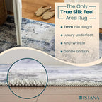 Istana 2x3 Area Rug - Grey Navy Boho Rugs for Living Room 2x3 - Foldable Small Rugs for Bedroom - Stain Resistant Washable Rug Non Slip - Eco-Friendly Area Rugs Indoor
