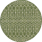 Unique Loom Outdoor Trellis Collection Area Rug - Tribal Trellis (5' 3" Round, Green/ Natural)