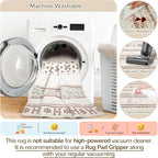 BESTSWEETIE 6x9 Area Rugs for Living Room Washable Moroccan Farmhouse Neutral Geometric Low Pile Non-Slip Soft Print Pattern Rug for Bedroom Kitchen Dining Room Entryway Cream/Brown/Pink