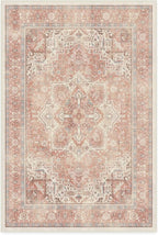 RUGGABLE Washable Area Rug – Kamran Rose Pink 4x6, Stain-Resistant, Non-Slip – Medium Machine Washable Rugs for Living Room, Bedroom, Hallway, Entryway & Office–with Standard Pad