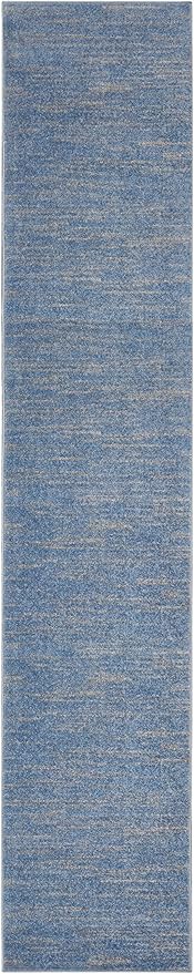Nourison Home Nourison Essentials Blue Grey 2'2" x 12' Area Rug - Easy Clean, Non Shedding, Bed Room, Living Room, Dining Room, Kitchen (12' Runner)