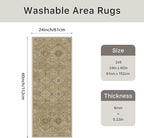 Bavni 2x5 Runner Rug Non Slip, Machine Washable Rug Runners for Hallways, Vintage Distressed Print Kitchen Runner, Low Pile Lightweight Carpet Runner for Entryway Laundry Bedroom Bathroom Nut Brown