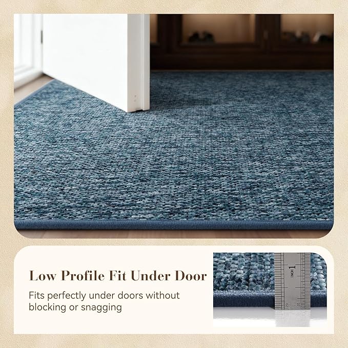 MontVoo Door Mat Indoor Entrance Doormat, Absorbent Durable Rubber Non Slip Front Door Mat for Inside Entry Entryway Dirt Trapper Welcome Mat, Navy Blue 24''x36''