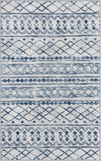 KUTA Moroccan Area Rugs, 2x3 Blue White Entryway Rug Non-Slip Washable Small Indoor Door Mat, Ultra Soft Print Vintage Distressed Geometric Low-Pile Floor Carpet for Entrance Kitchen