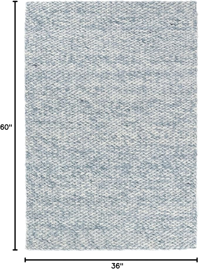 Dash and Albert Loggia Sky Wool Area Rug - 3' x 5' Sky Blue Solid Handwoven Accent Rug - Durable, Lightweight, Dining Room, Living Room, Bedroom - Premium Luxury Hotel Quality Soft Breathable