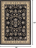 Rugs.com Yasmin Collection Rug – 7' x 10' Black Medium Rug Perfect for Bedrooms, Dining Rooms, Living Rooms
