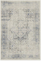 RUGGABLE Washable Vintage Area Rug – Kamran Blue Quartz 4x6, Stain-Resistant, Non-Slip – Medium Machine Washable Rugs for Living Room, Bedroom, Hallway, Entryway & Office–with Standard Pad