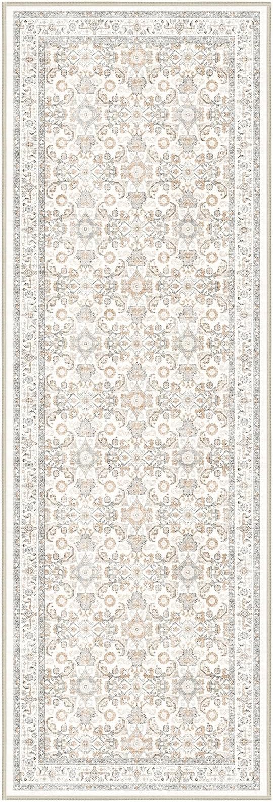 WITSHOCK 3x8 Long Runner Rug for Hallway,Washable Rug Distressed Boho for Bedroom Kitchen Entryway Indoor Entrance,Non Slip Runner Rugs with Rubber Backing（Camel/Beige,3x8）