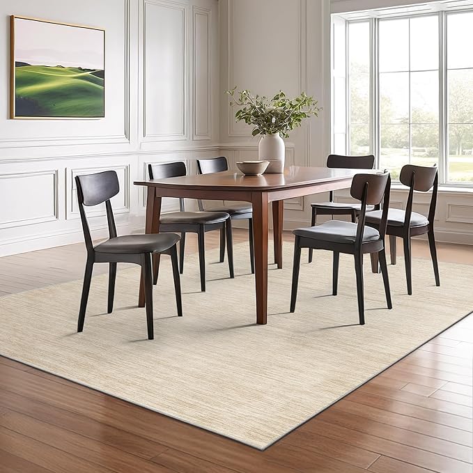 Valenrug Washable Rugs 5x7 - Non Slip 5x7 Area Rugs for Living Room, Stain Resistant Area Rugs for Bedroom, Foldable Machine Washable Area Rug(5'x7', Beige)
