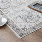 jinchan Kalen Runner Rug 2x7 Washable Hallway Rug Vintage Indoor Thin Retro Floor Cover Distressed Gray Floral Country Lightweight Non Slip Carpet for Entryway Bathroom Bedroom Living Room Grey