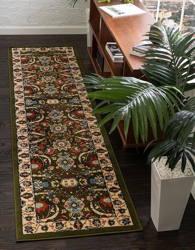 Unique Loom Espahan Collection Area Rug - Cape Cod (2' 2" x 8' 2" Runner, Green/ Black)