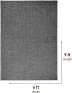 LBRO2M Easy Jute Solid Area Rug 6X9 Washable Rugs for Living Room Bedroom Natural Jute Look Indoor Outdoor Rug Durable, Solid Non Shedding Eco Friendly (6X9 Black Gray)