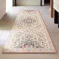 Phantoscope Washable Runner Rug 2'x6' Non-Slip, Vintage Boho Hallway Rugs for Entryway, Stair, Bedroom, Persian Floral Medallion Pattern, Low-Pile Foldable Floor Carpet, Ivory Rose/Fall Bloom