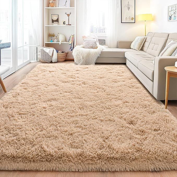 Area Rugs for Living Room, Soft Shaggy Carpets for Living Room, Fuzzy Rugs for Kids' Room, Perfect Decor for Modern Home Camel 6x9 Feet