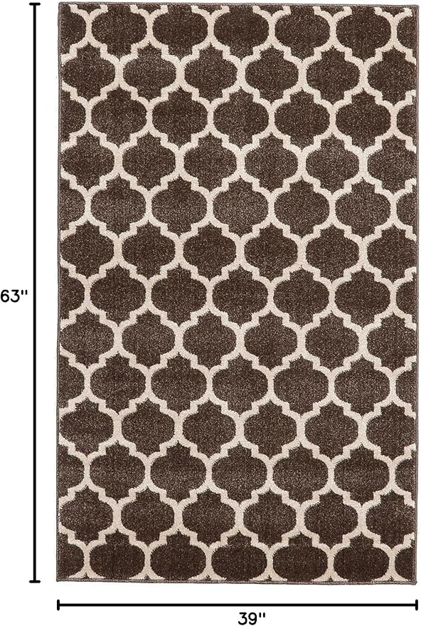 Rugs.com Lattice Collection Rug – 3' x 5' Chocolate Brown Medium Rug Perfect for Entryways, Kitchens, Breakfast Nooks, Accent Pieces