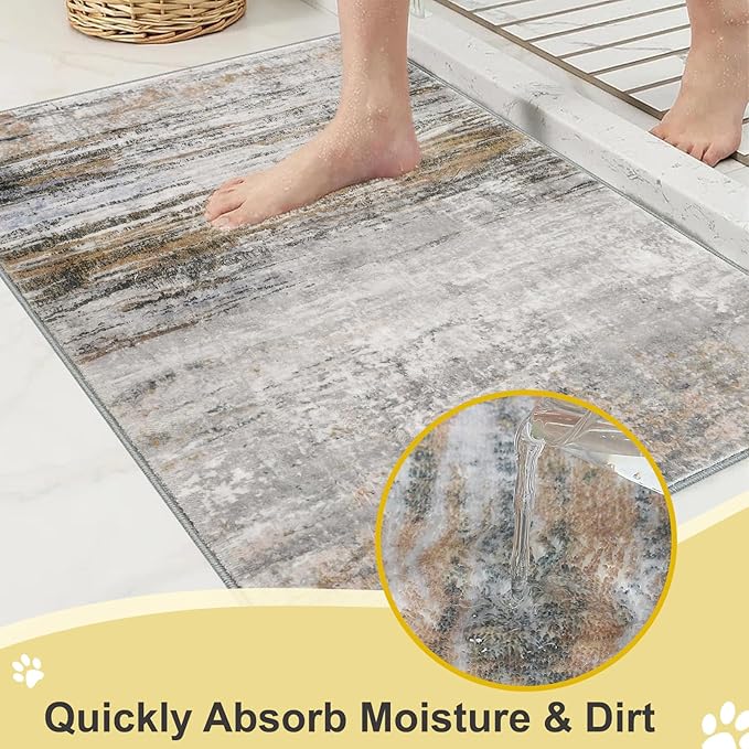 COMSLE Door Mat Soft Absorbent Indoor Front Entryway Rug Machine Washable Entrance Mats for Muddy Paws Non Slip Throw Rugs 32" x 48" Doormat for Inside Foyer Bedroom - Yellow