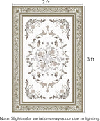SOULFUL Medium Pile 2x3 Entryway Rug - Cozy Soft Underfoot Small Area Rug - Brown Boho Floral - Washable Non-Slip - Perfect for Hallway Kitchen Bedroom Bathroom Indoor Entrance
