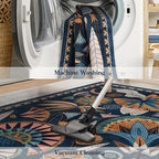 Egypt Floral Kitchen Runner Rugs Non Skid Washable,2x8 Boho Vintage Hallway Bathroom Runner Rug Non Slip,Soft Long Carpet for Laundry Room Entryway Bedroom (Dark Blue,2 x 8)