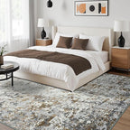 Toneed Abstract Area Rug Modern Washable Rug Soft Non Slip Rug Low Pile for Bedroom Living Room Dining Room Brown/Grey 6x9 Feet
