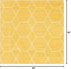 Unique Loom Trellis Frieze Collection Area Rug - Geometric (7' Square, Yellow/ Ivory)