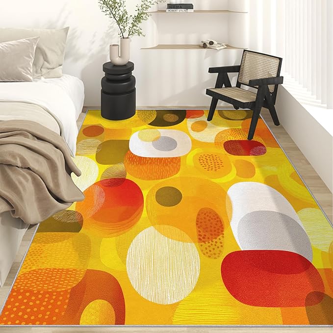 Abstract Geometry Rugs for Entryway, 2x3 ft, Mid Century Modern Area Rugs for Bedroom Kitchen Entrance, Soft Non Slip Washable 70s 80s Geometric Indoor Door Mat Home Decorations Dt-Ghf-19
