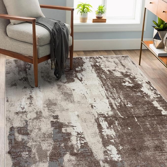 LUXE WEAVERS Euston Collection 7681 Brown 8x10 Modern Abstract Area Rug