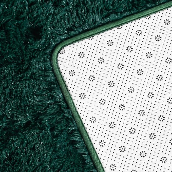 Large Shag Area Rugs 6 x 9, Plush Fuzzy Rugs for Living Room, Ultra Soft Fluffy Furry Rug for Bedroom, Indoor Carpet Nursery Rugs for Kids Room Home Decor, Dark Green