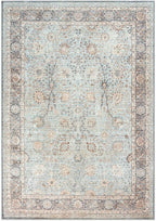 GLN Rugs Traditional Collection - Machine Washable Area Rug, Traditional Washable, Non Slip, Low Pile Chenille Rug, Living Room, Bedroom, Kitchen Rug (9' x 12' Light Blue)